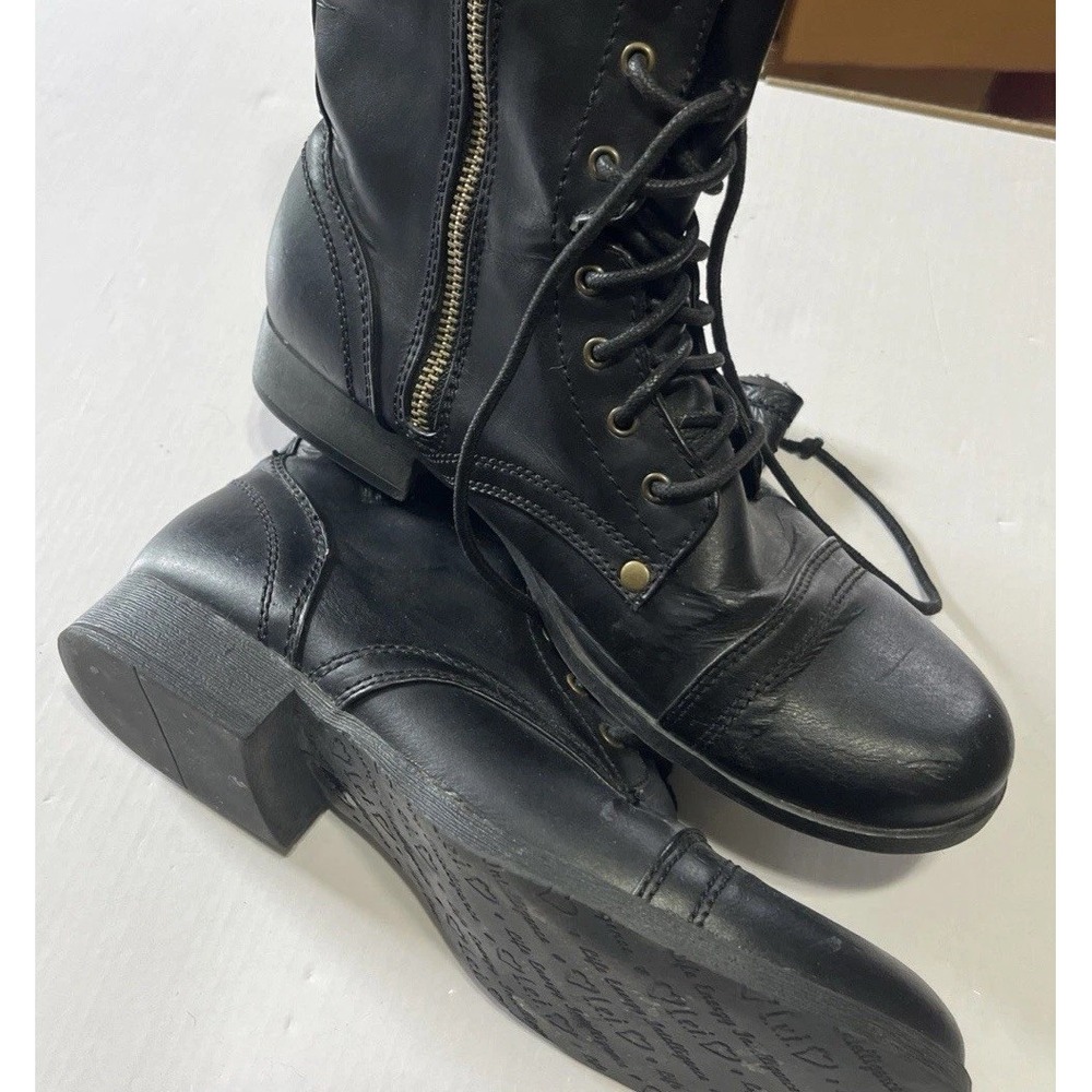 Goth Punk Combat Boots Vintage Lei Alyssa Black Chunky Block Heel Lace Up Y2K 8